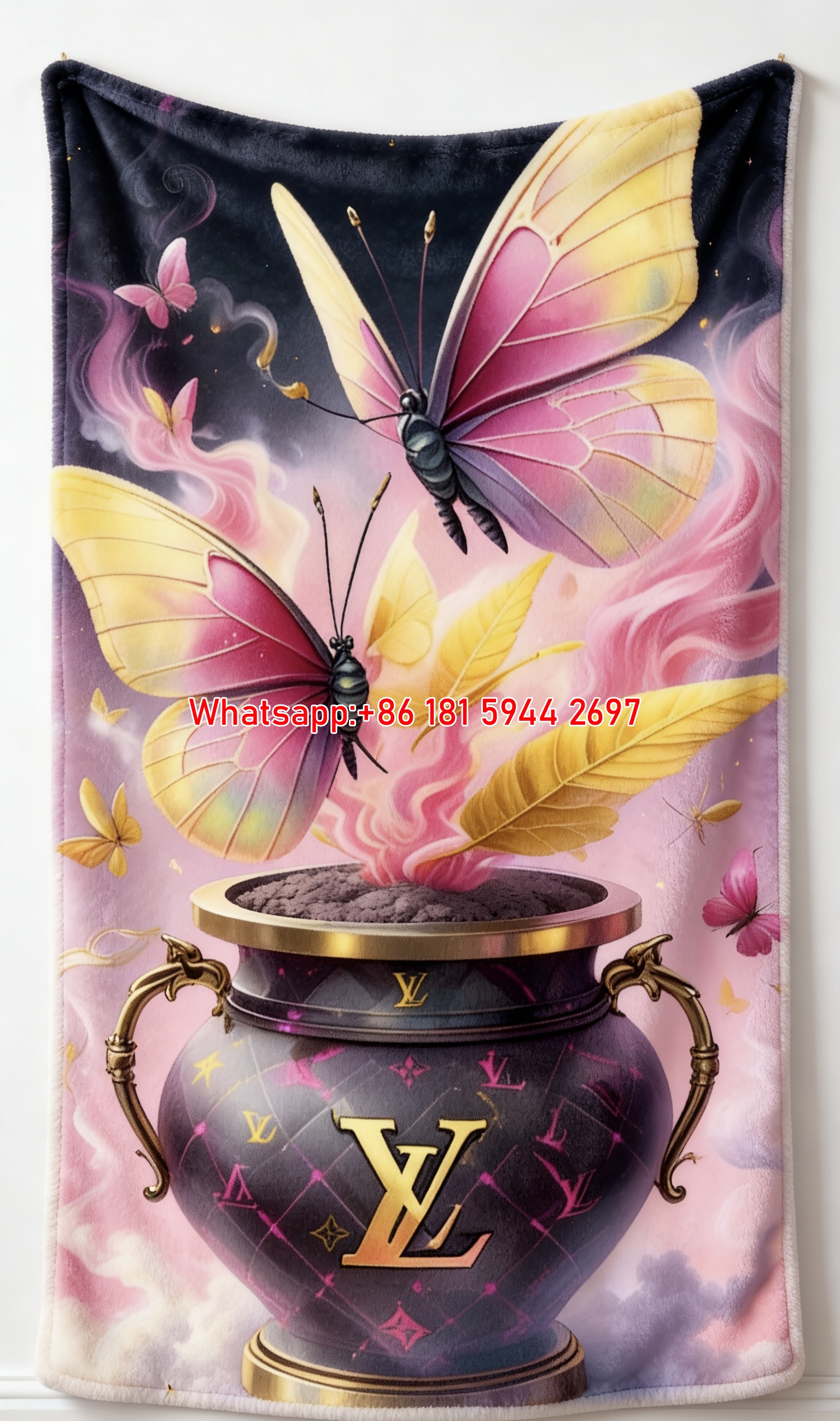 Butterfly & LV Pot Blanket Dreamy LV Butterfly Throw 143
